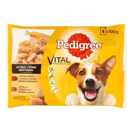 Állateledel alutasakos PEDIGREE kutyáknak 4-pack marha-bárány pulyka-répa válogatás 4x100g