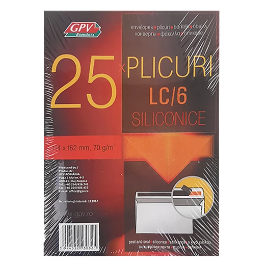 Boríték GPV LC/6 öntapadós bélésnyomott 114x162mm 25 db/csomag