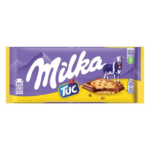 Csokoládé MILKA TUC Alpesi tejcsokoládés-Sós krékeres 87g