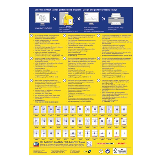 Etikett AVERY 3424 105x48mm univerzális 1200 címke/doboz 100 ív/doboz