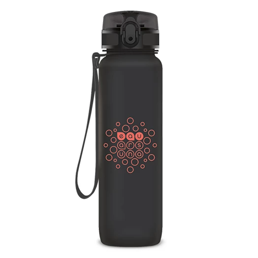 Kulacs ARS UNA műanyag matt BPA-mentes motivációs 1000 ml Dark grey