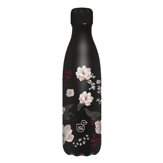 Kulacs duplafalú ARS UNA fém BPA-mentes 500 ml Flowery Black