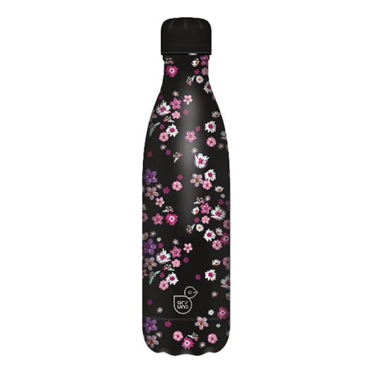 Kulacs duplafalú ARS UNA fém BPA-mentes 500 ml Pearl Blossom Black