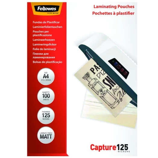 Lamináló fólia FELLOWES A/4 125 mikron matt 100/csom