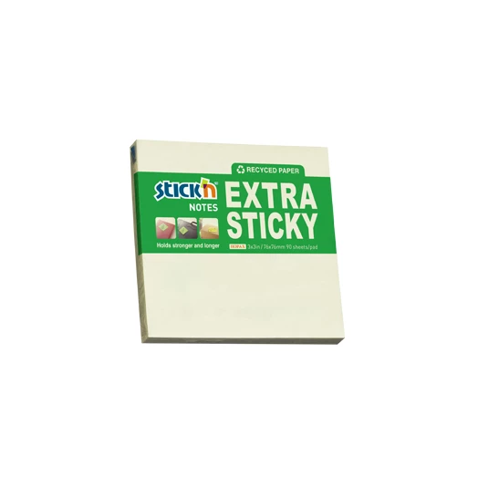 Öntapadó jegyzettömb STICK`N extra erős 76x76mm újrahasznosított pasztell sárga 90 lap