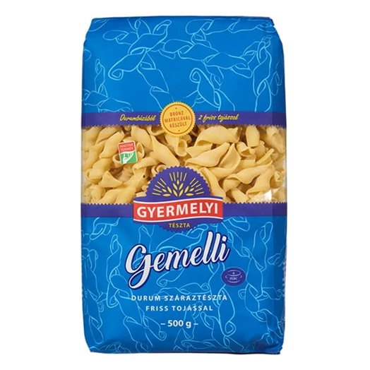 Száraztészta gemelli GYERMELYI 2 tojásos durum 500g