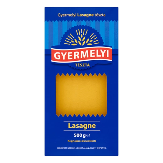 Száraztészta lasagne GYERMELYI Prémium 4 tojásos 500g