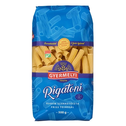 Száraztészta rigatoni GYERMELYI 2 tojásos durum 500g