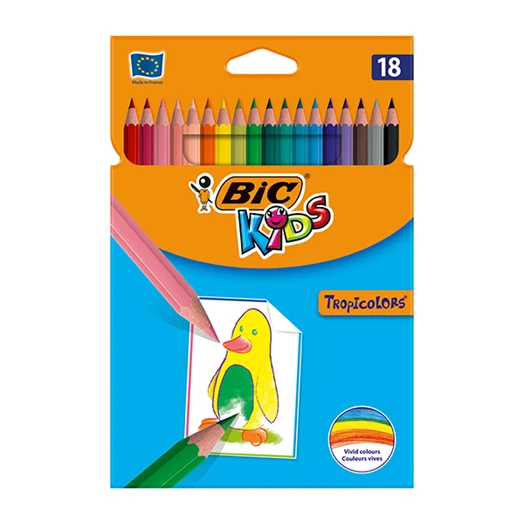 Színes ceruza BIC Kids Tropicolors hatszögletű 18 db/készlet